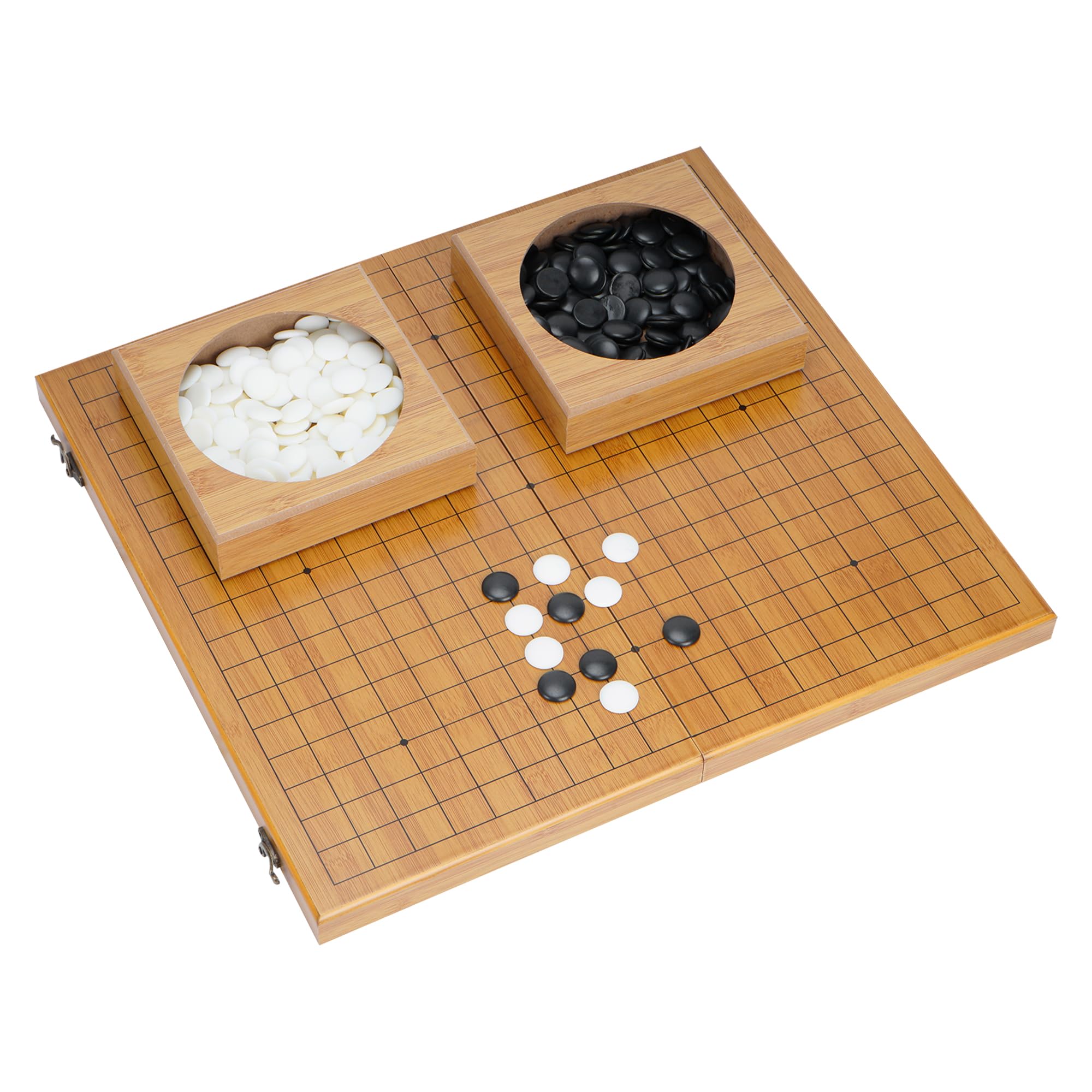 Go Board Game Wooden Go Board Box Set - 19x19 Board With Drawers & Wooden Stones (Hebsacker Verlag) Wooden Board Game Boxes
