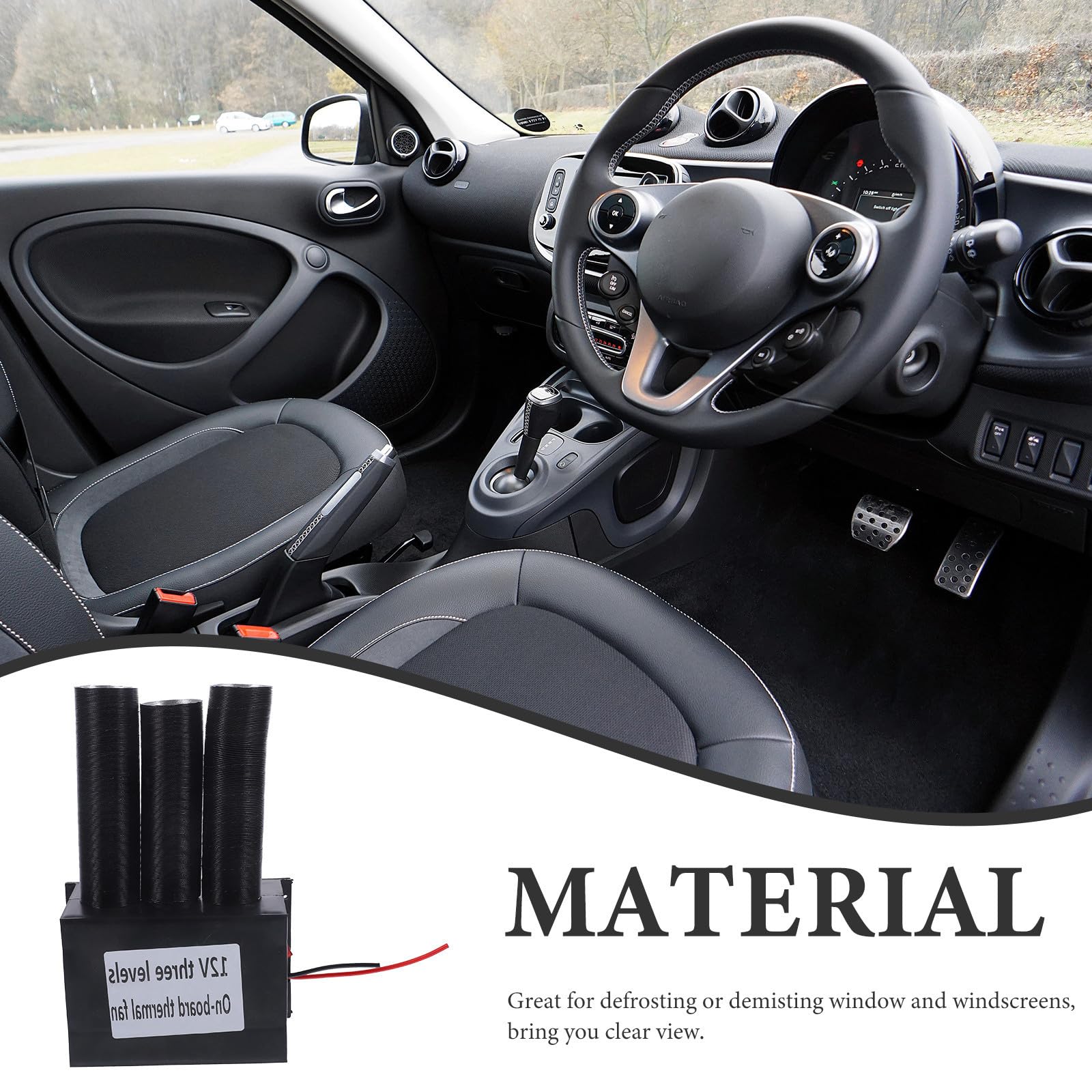 VALICLUD Soplador de Aire Caliente para Coche Desempañador de Coche 800w Negro para Parabrisas y Ventana, Abs y Aleación de Aluminio, Fácil Descongelación y Desempañamiento
