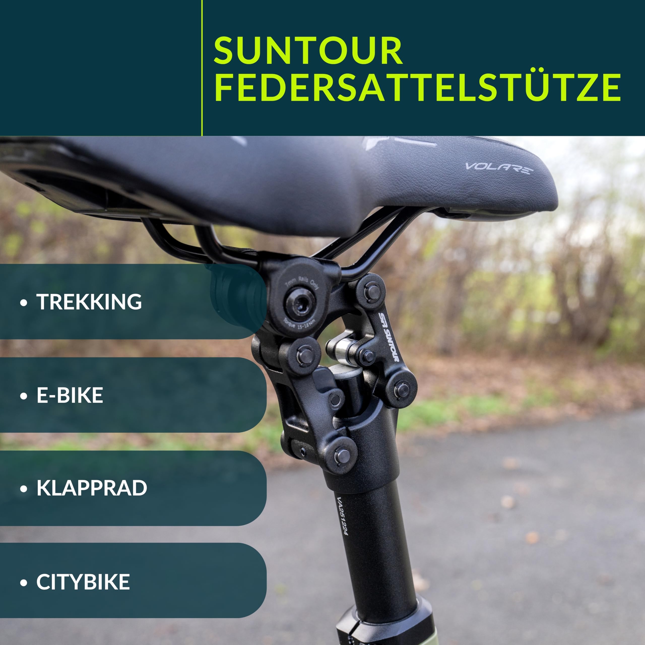 Suntour SP26-NVX Parallelogramm-Federsattelstütze, gefederte Aluminium Sattelstütze, schwarz, stoßdämpfend, perfekt für Trekking, City (Ø 31,6 mm x 350 mm, medium Spring (70-95 kg Fahrergewicht))