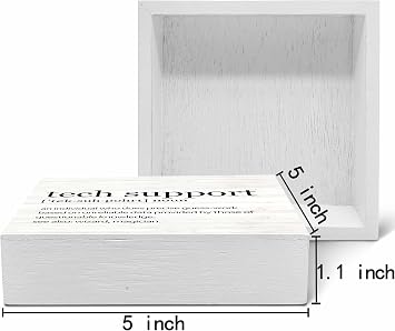 SRADMO Tech Support Office Wood Box Sign Desk Decor, Gifts for IT Guys, Desk Decorations, Wooden Box Sign Decoration, Shelf Table Decor