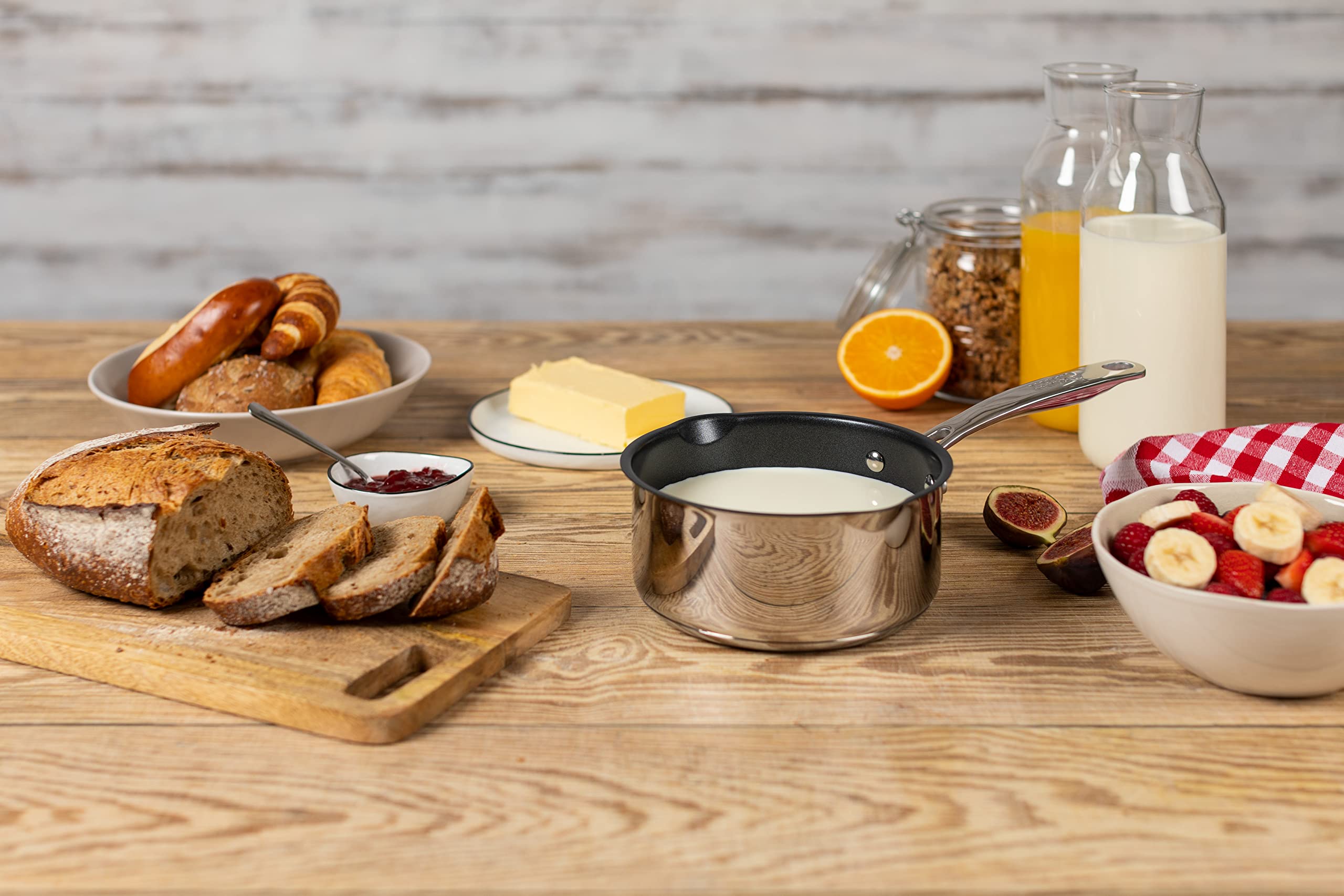 KUHN RIKON Allround - Sartén para leche (1,5 L, 16 cm, inducción), color plateado
