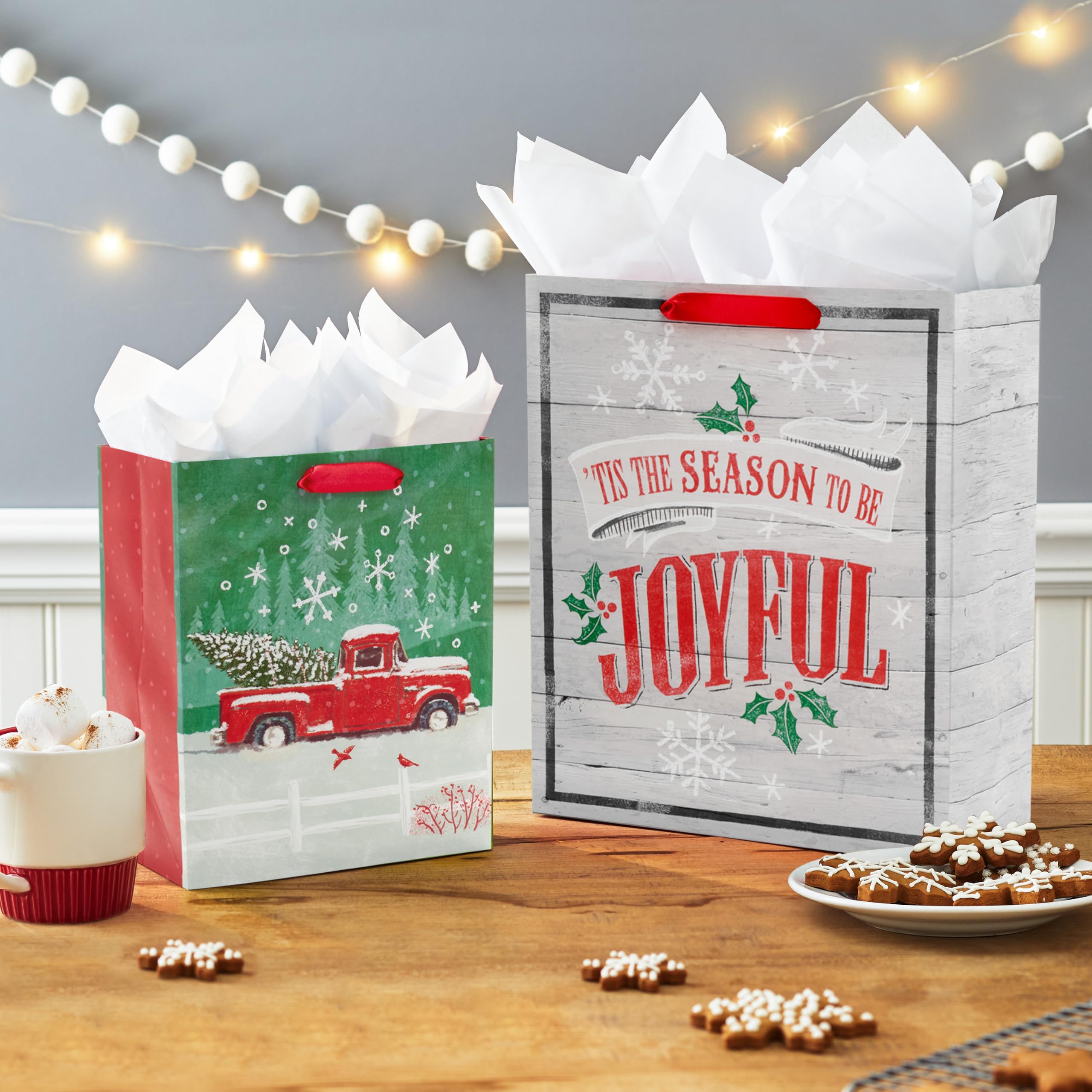 Hallmark 22,9 cm mittelgroße und 33 cm große Weihnachts-Geschenktüten