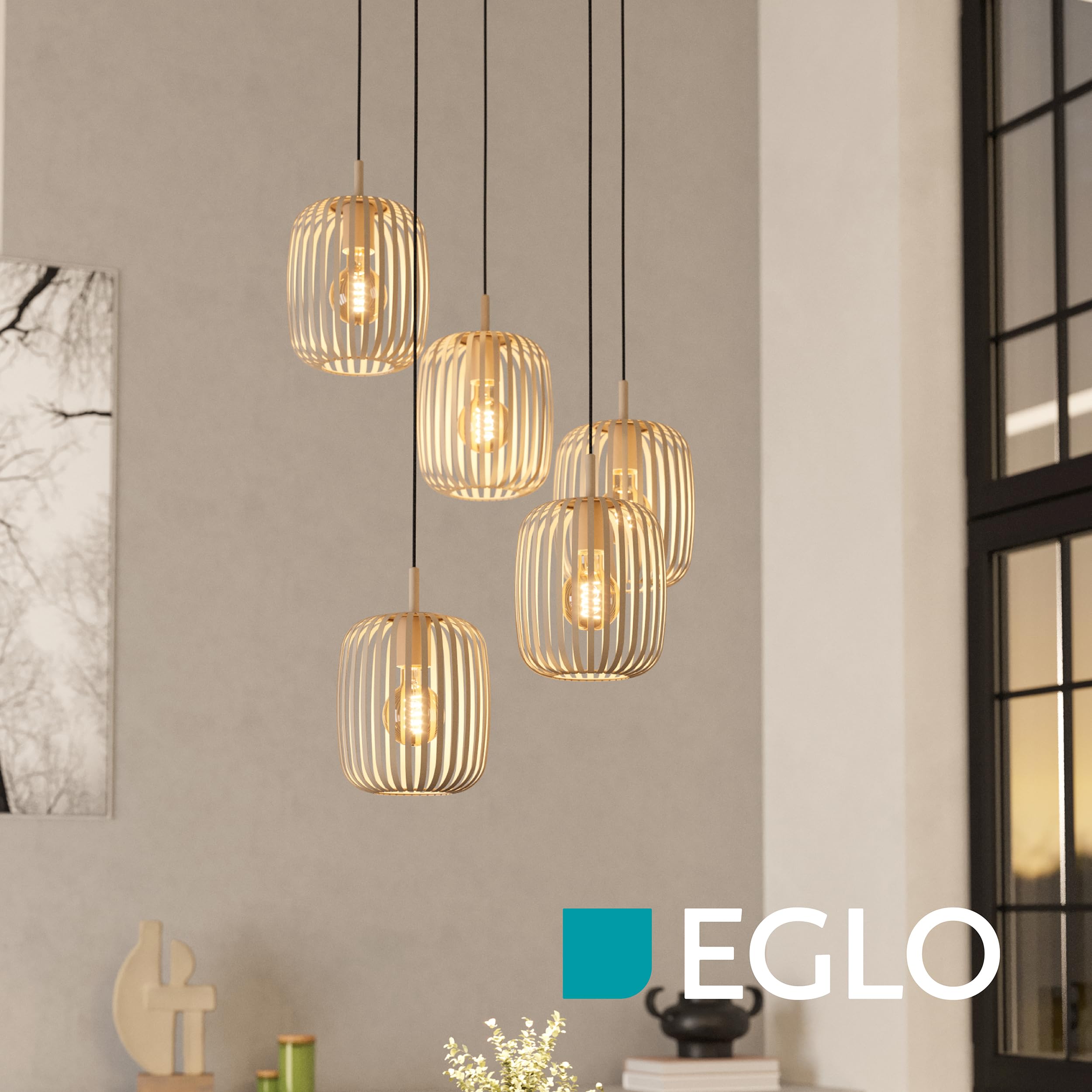 EGLO Lampa wisząca Romazzina, klasterowa lampa sufitowa 5-płomienna