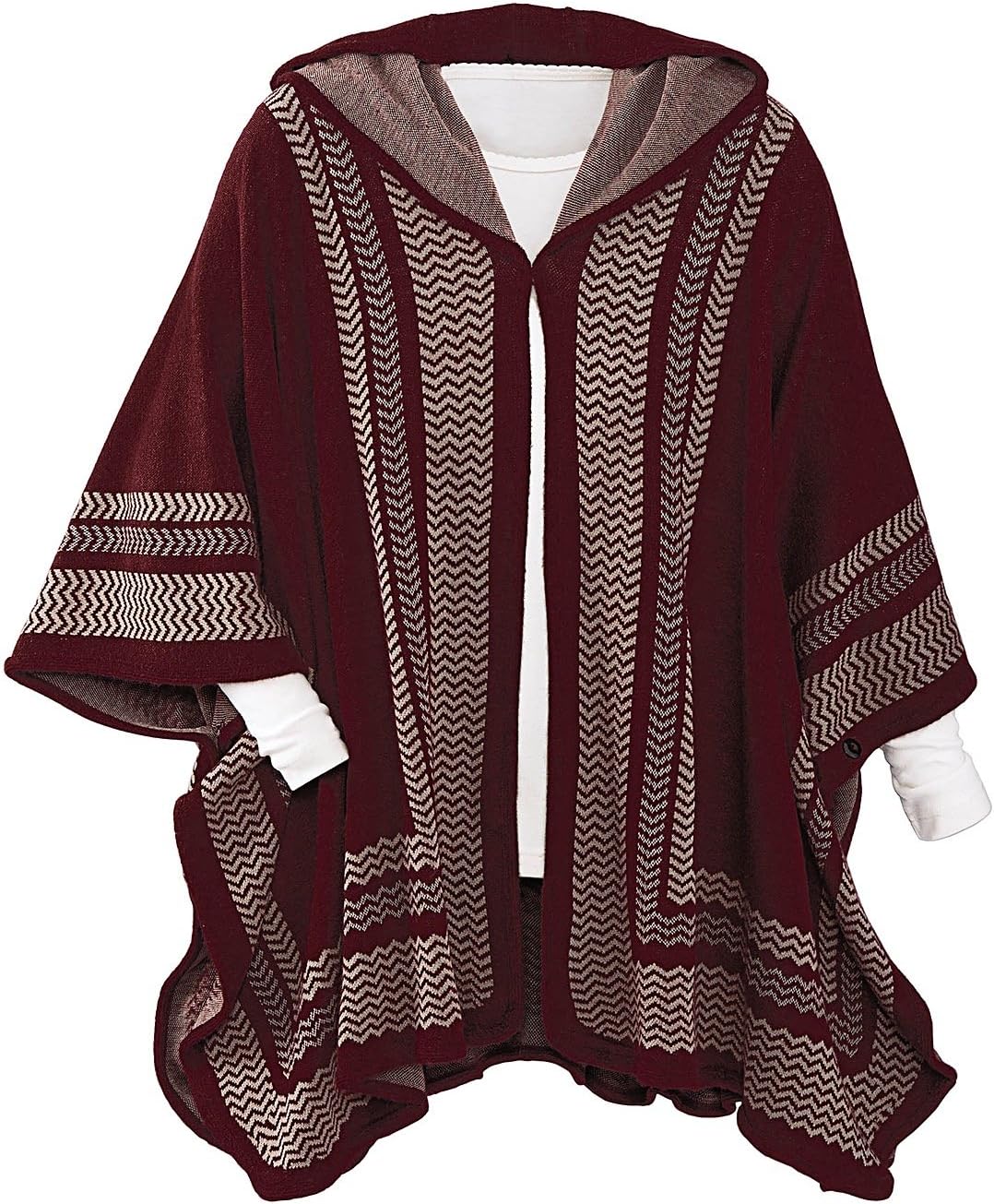 A.W. Items Zig Zag Hooded Cape, Maroon, One Size