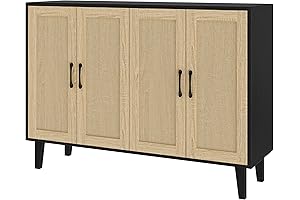 Panana Black Sideboard Buffet Cabinet for Kitchen and Living Room