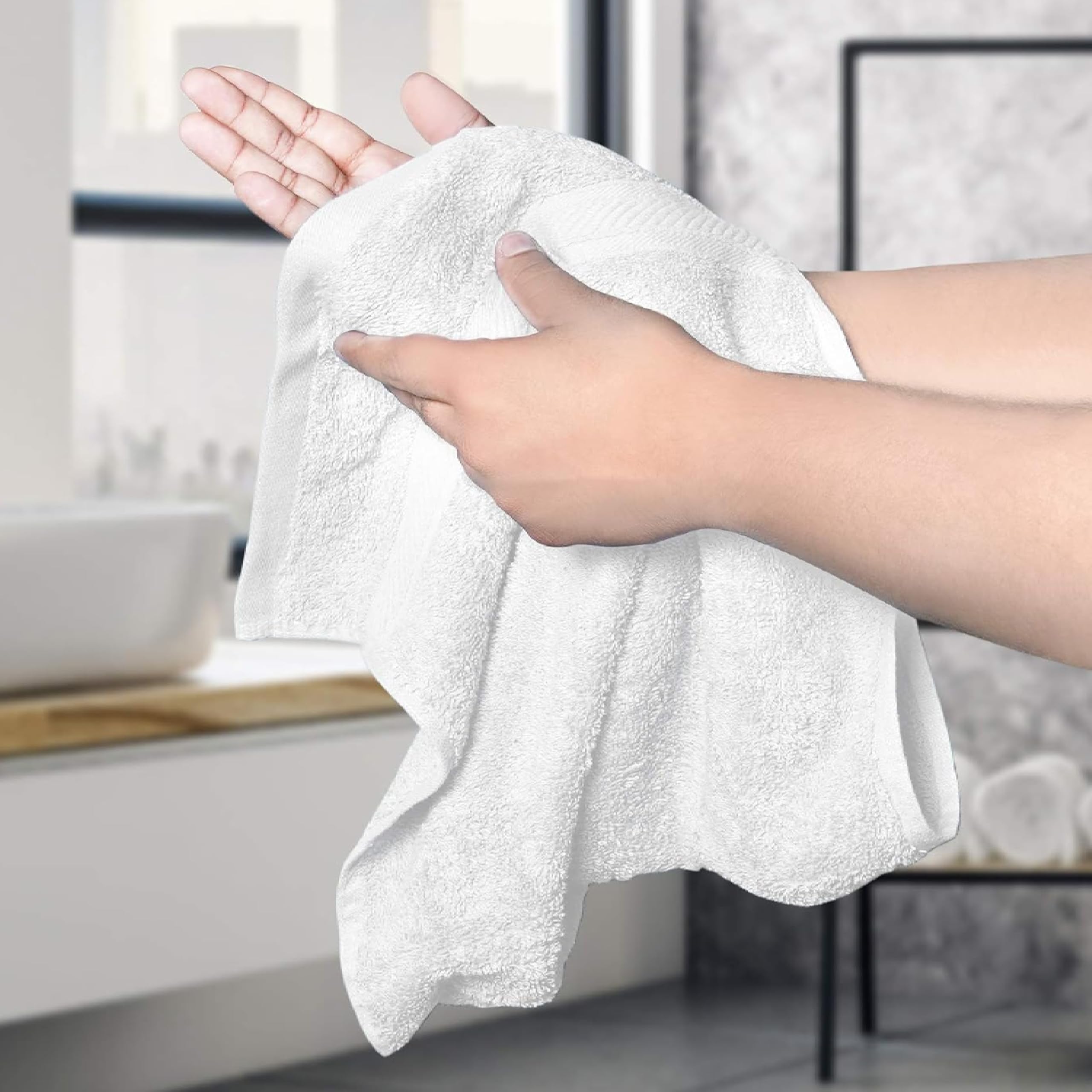 12-Pack Cotton Washcloths – Super Soft Face & Body Towels – 12x12 Inches