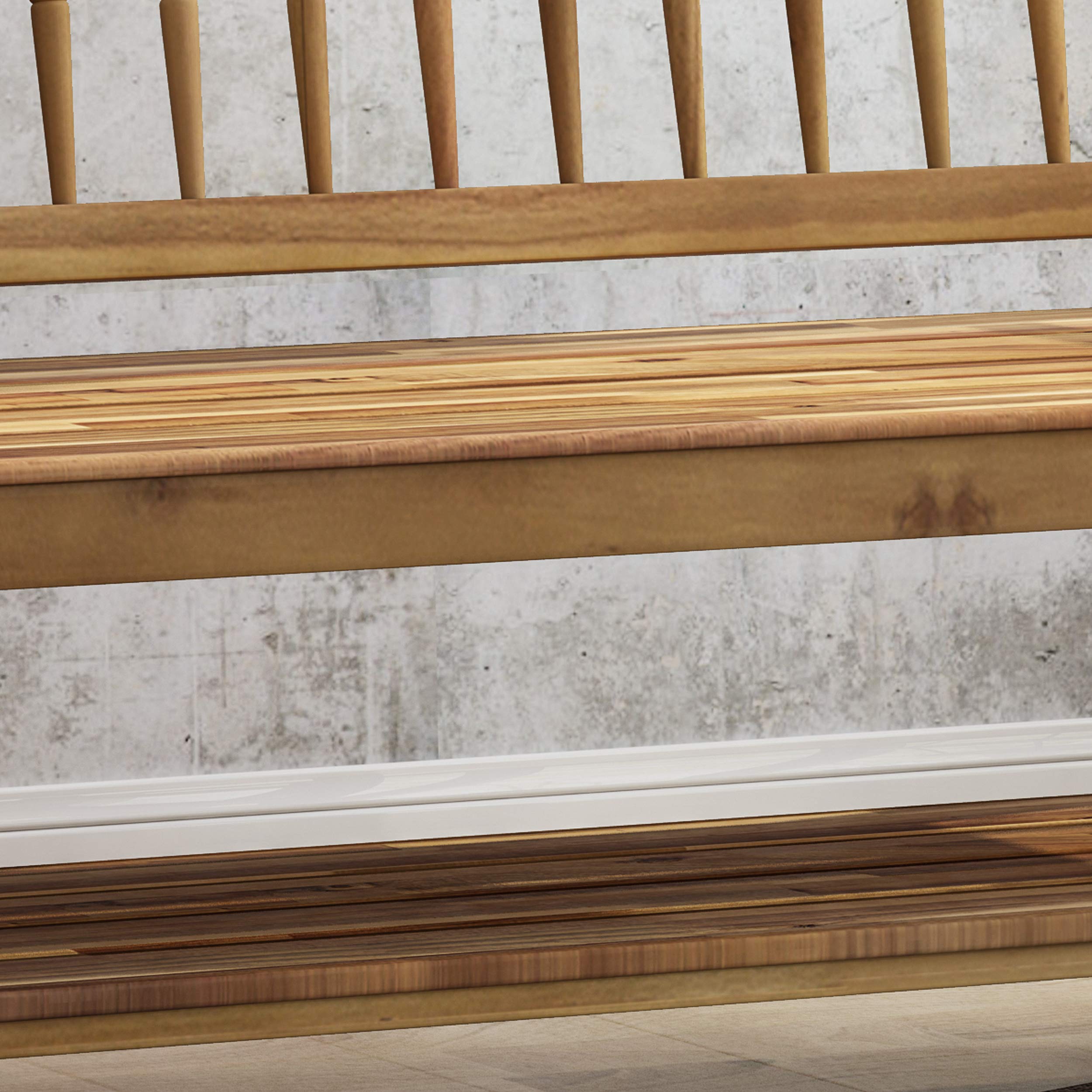 Christopher Knight Home Eddie Indoor Farmhouse Acacia Wood Bench with Shelf, Teak Finish