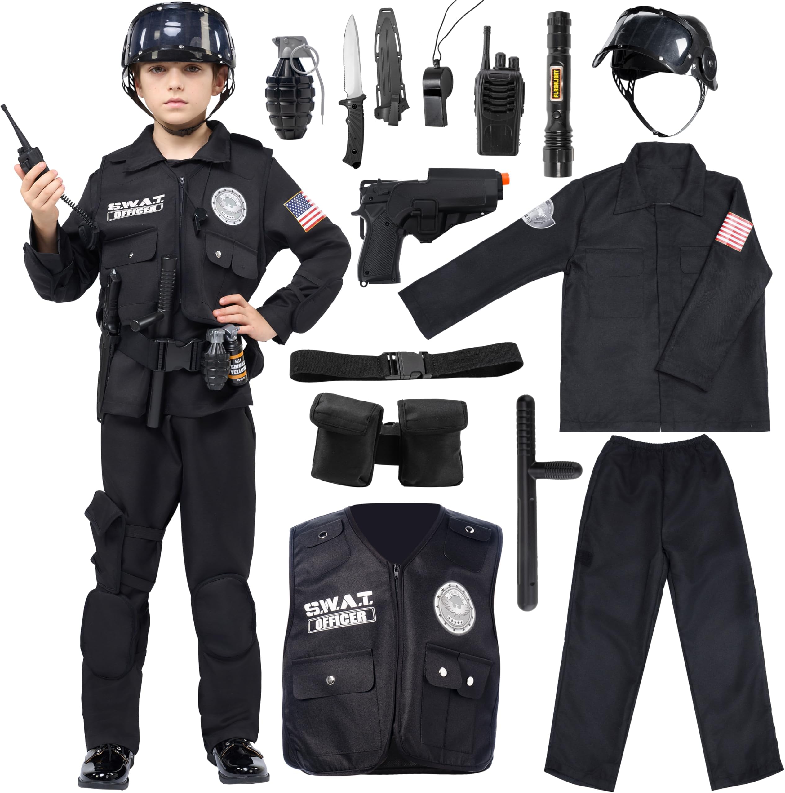 Spooktacular Creations SWAT Officer Costume for Kids Halloween Party, Trick-or-Treat Costume, Themed Parties