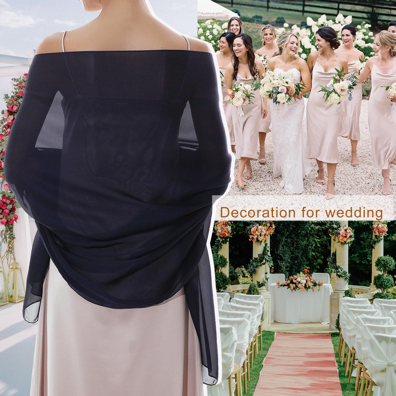 RIIQIICHY Foulard Sciarpa Seta Donna Pashmina Stola Scialle Cerimonia Abito da Sera Elegante Sposa