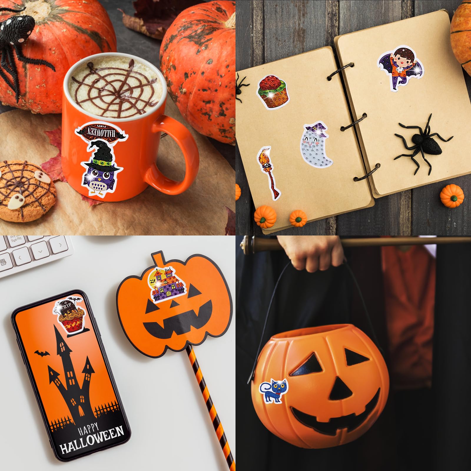 Kit Peinture Diamant 5D Pendaison Halloween Citrouille 20x20 Cm - DIY Décoratif Pour Porte, Fenêtre, Mur, Salon, Chambre - 3