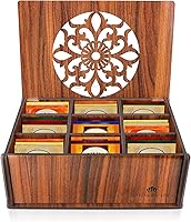 Vista 8 de RoyalHouse Caja Organizadora de Almacenamiento de Té de Madera Premium (MDF Duro) (Marrón), Caja Decorativa Multifuncional Ecológica, 9