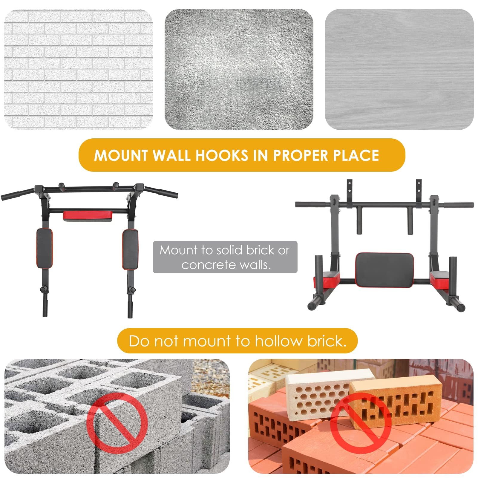 Klimmzugstange zur Wandmontage, Multifunktionale Pull Up Bar Indoor Trainingsstange Dip-Station für Home Gym, Power Tower Trainingsgewicht bis zu 200kg