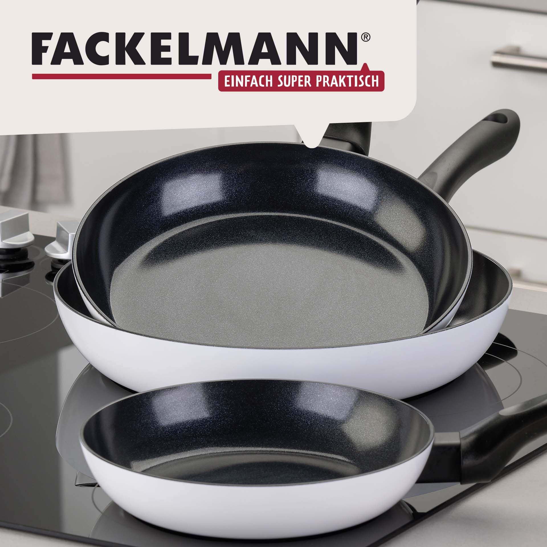 FACKELMANN Arcadalina Bratpfannen-Set, 2-teilig, Ø 24 cm & 28 cm, aus recyceltem Aluminium mit keramischer Beschichtung, ergonomischer Griff, Induktionsgeeignet, Hitzebeständigkeit: +150 °C