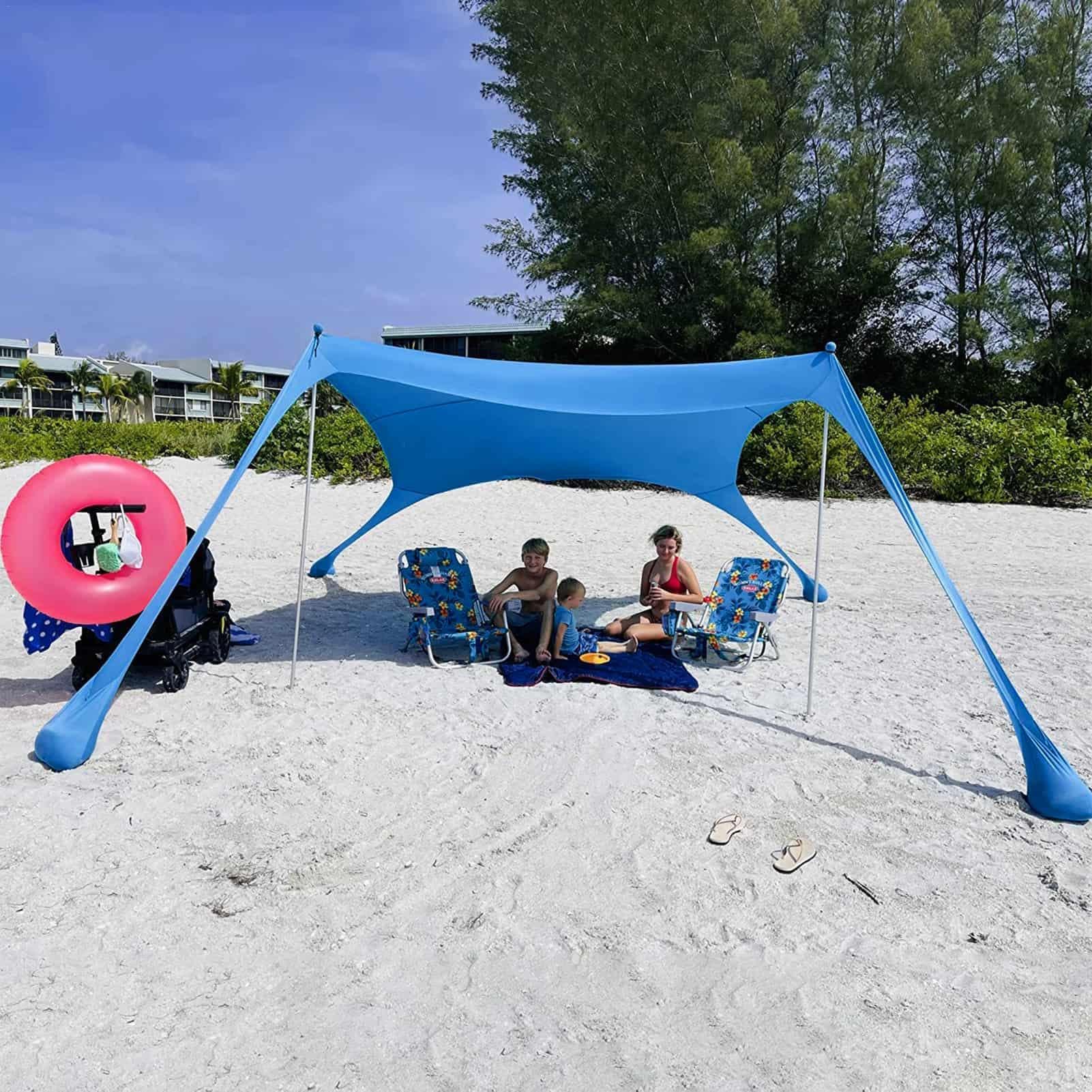 Da Spiaggia Portatile, Da Spiaggia, Da Sole Protezione Solare Da Spiaggia, Da Sole Portatile UPF 50+ Con 4 Barre Di Stabilità, Per Spiaggia, Campeggio