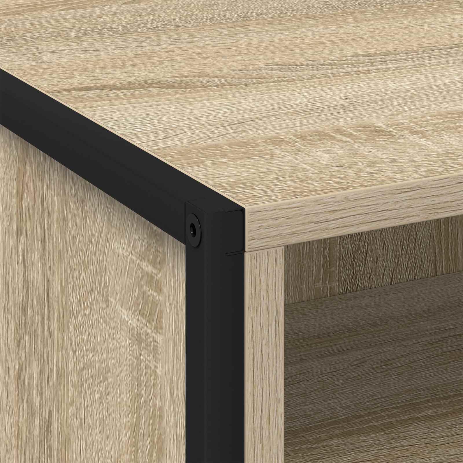 Comodino Sonoma 50 x 39,5 x 50 cm, moderno in legno con cassetto e gambe in acciaio inox, comodini robusti per camera da letto e camera degli ospiti