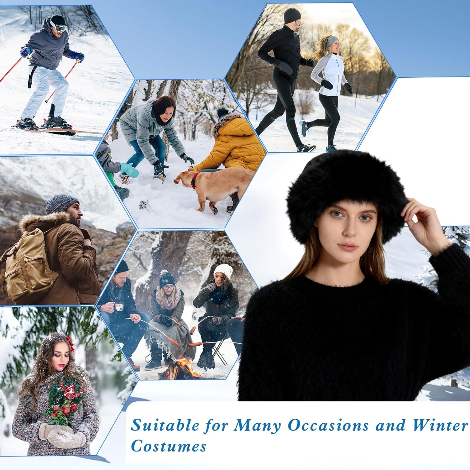 3 Pieces Faux Fur Bucket Hat Set Women, Winter Fluffy Fisherman Plush Warm Hats Warmer Bucket Hat Sherpa Lined Mittens Glove - Image 7