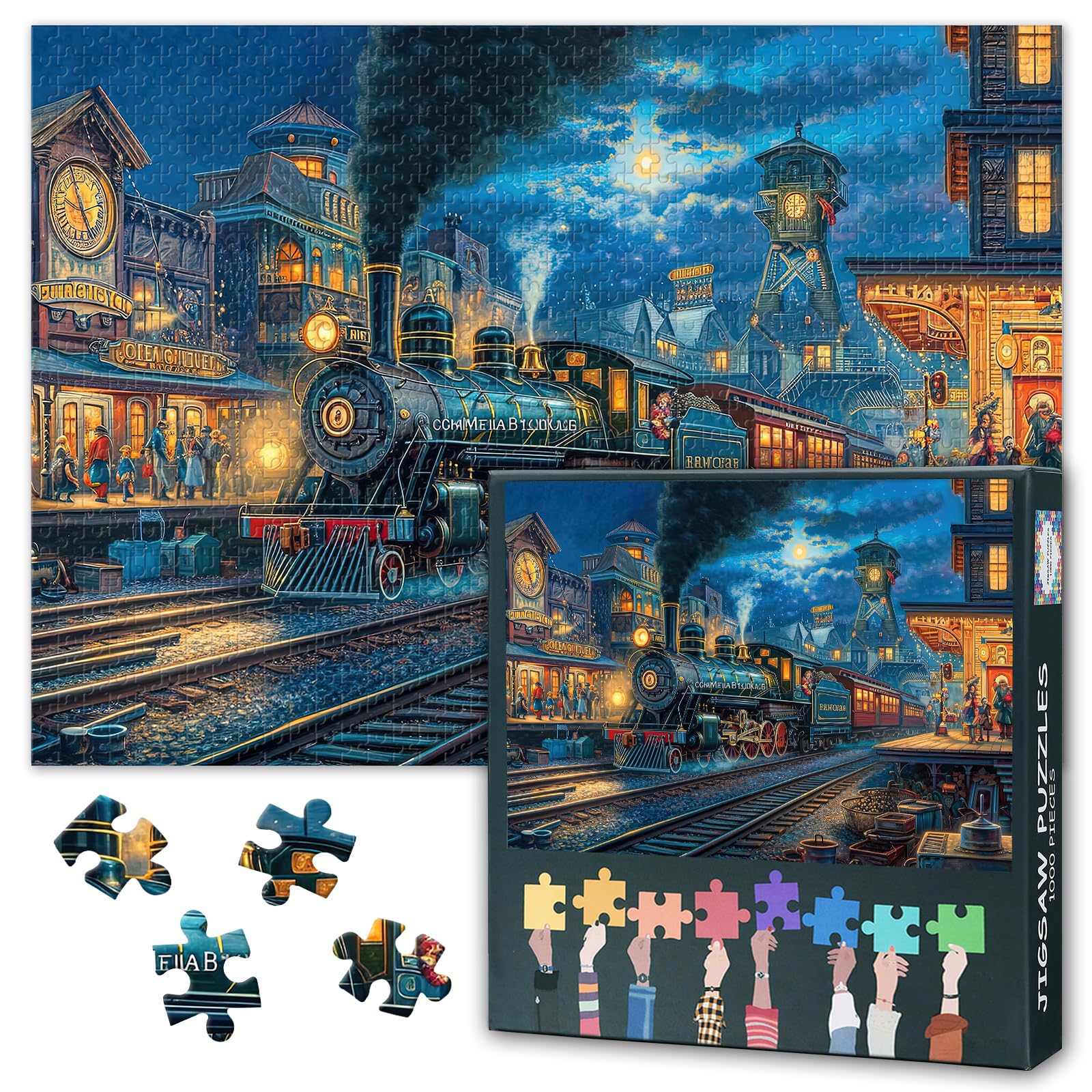 1000 Piece Puzzle for Adults - Vintage Steam Locomotive with Industrial Details & Classic Railway Jigsaw Puzzles 1000 Pieces, Adult Puzzles 1000 Pieces - 27.5x19.7 in