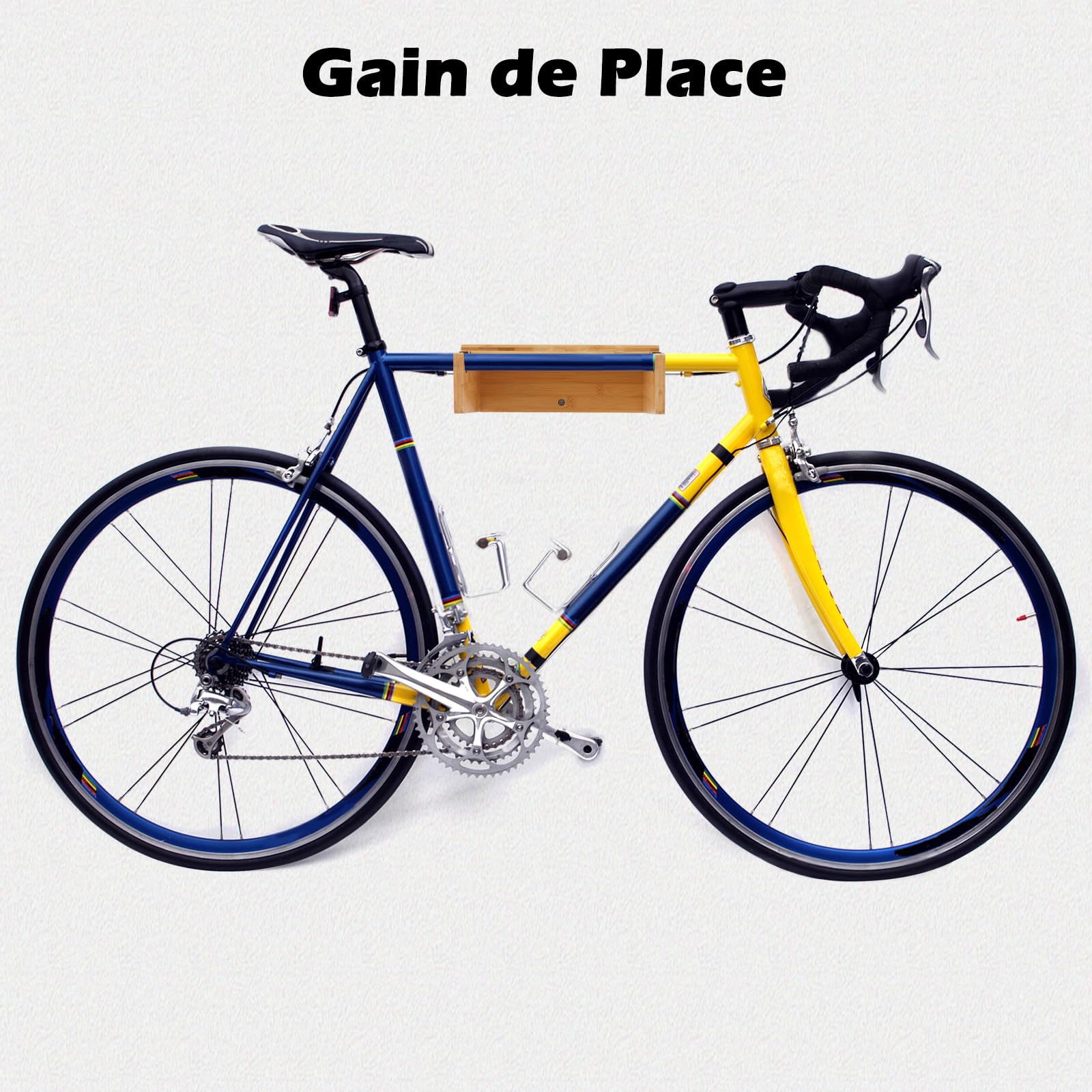 Support Velo Mural en Bambou - Porte Velo Mural - Accroche Velo Mural | BAM BOO BOX Support Mural Velo - Accroche Velo Mural pour Garage, en Bambou Robuste avec Rangement pour Casque