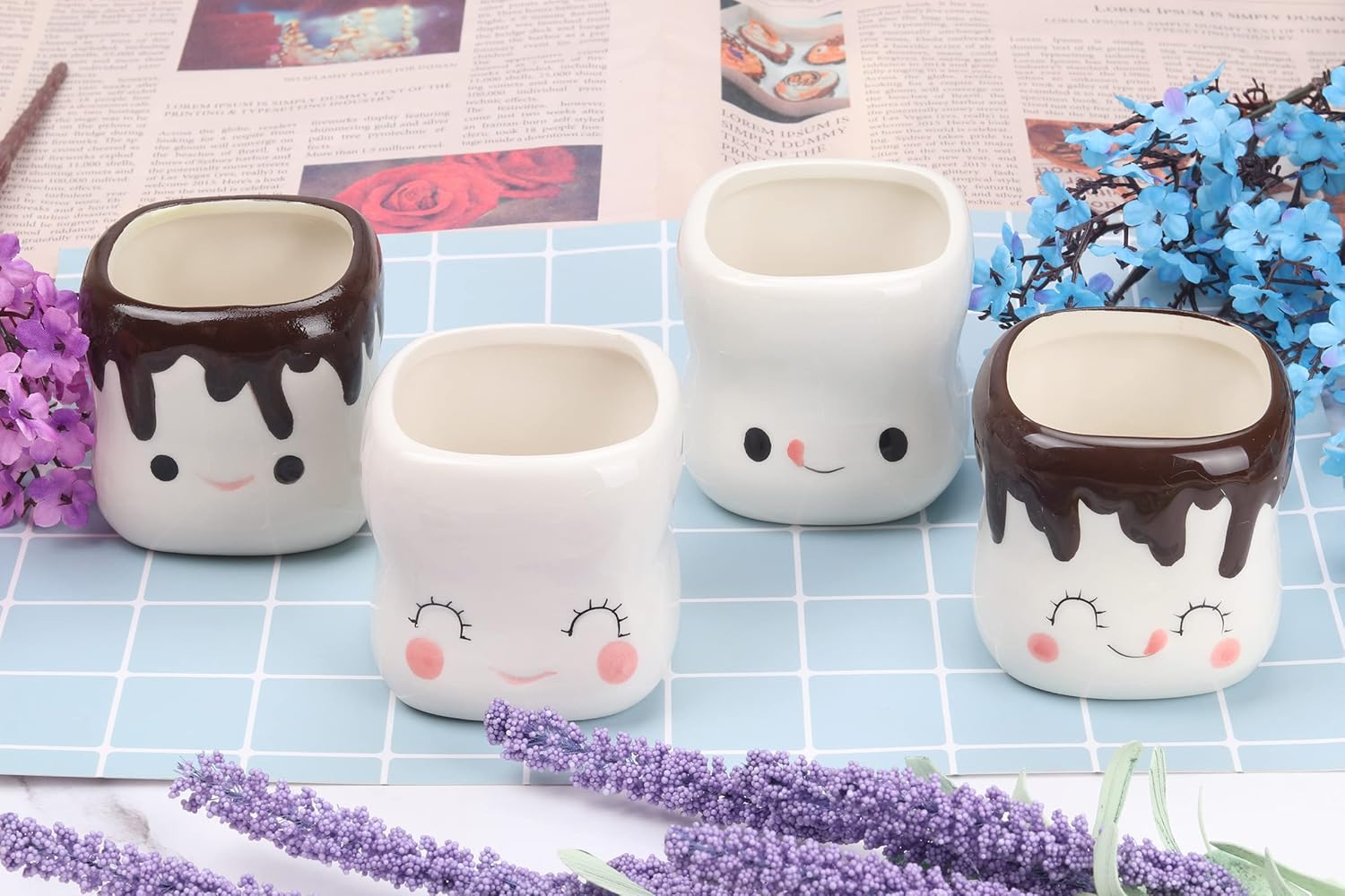 Marshmallow Mugs Set of 4 Cute Marshmallow Cups for Kids Hot Chocolate Cocoa Mugs Gifts for Kids Women Christmas Mother's Day Cute Mug 6OZ - Image 2