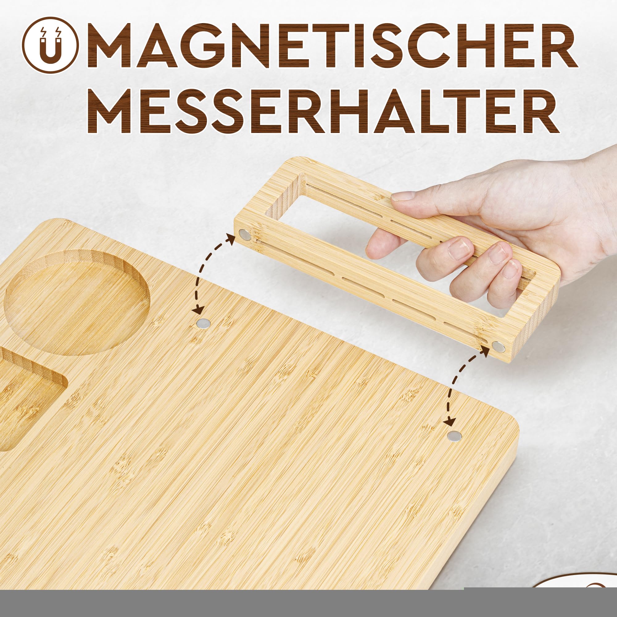 Charcuterie Boards Deluxe-Geschenkset – 15-teilig, Bambus – Großes Käsebrett + Tablett für Muttertag, Geburtstag, Einweihungsparty, Hochzeit