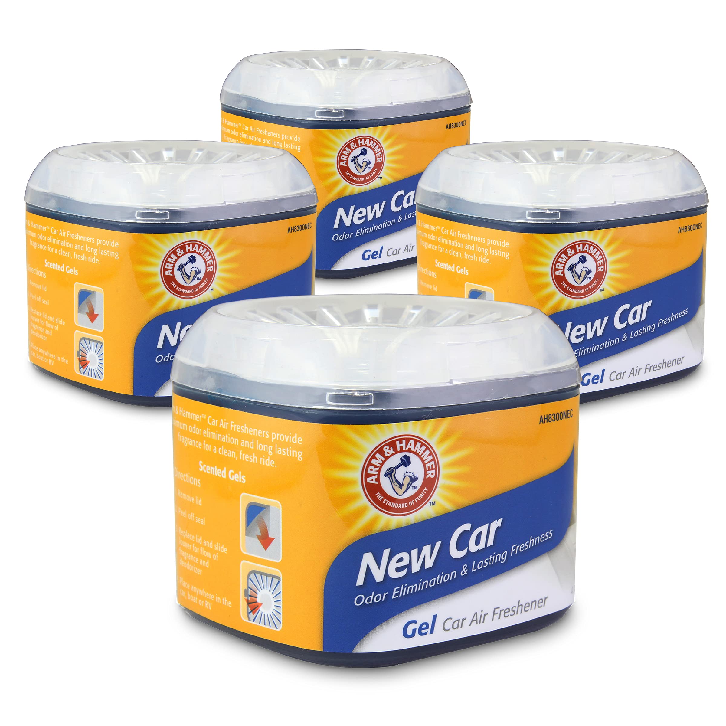 ARM & HAMMER AH8300NEC-12PK 4.5oz Gel Air Freshener, New Car, 12 Pack