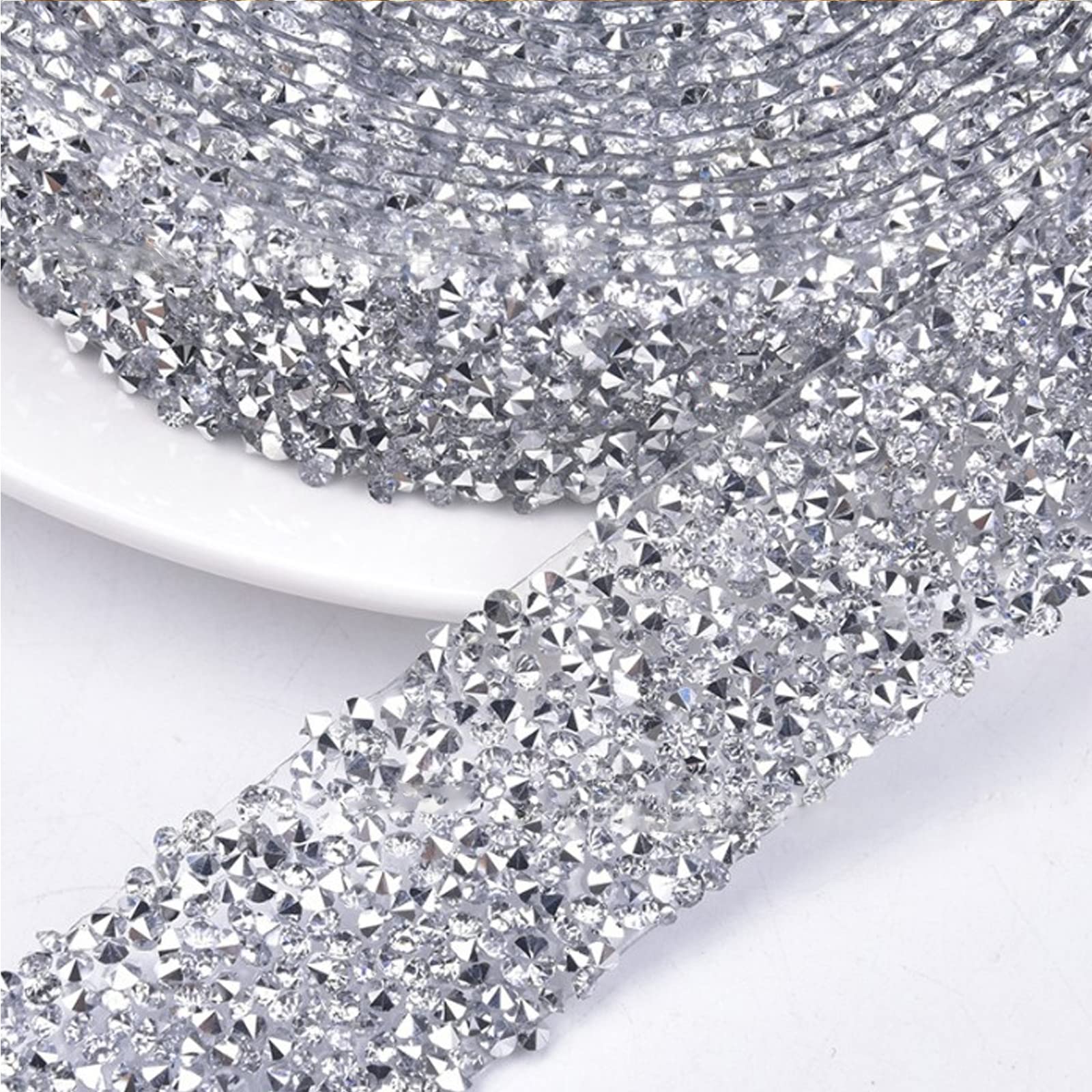 Nastro Strass Cristallo - 3 Rotoli Oro (1.5cm, 2cm, 3cm) - Per Decorazioni Matrimonio E Feste - Foto 4