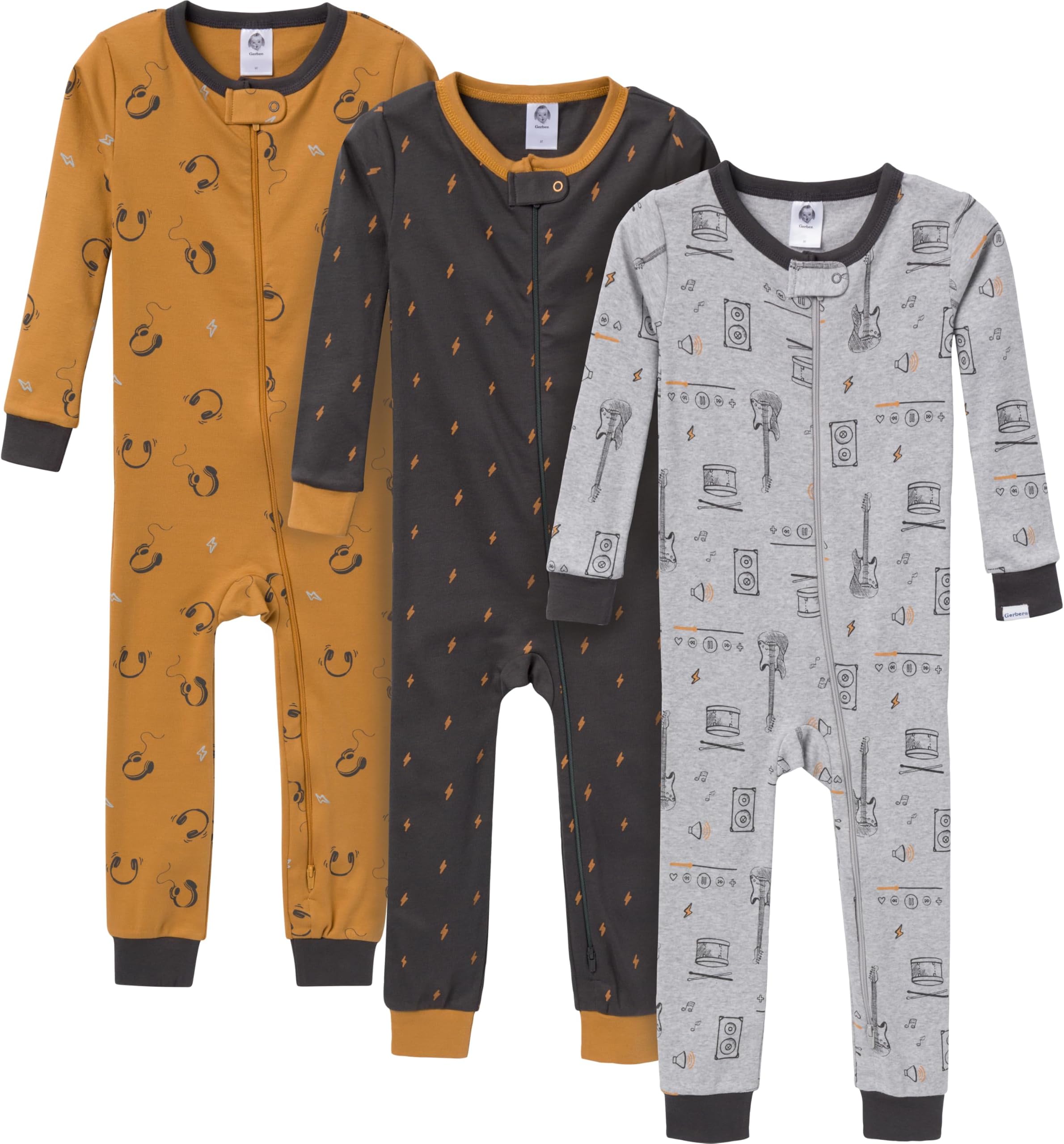 Gerber baby-girls 3-pack Snug Fit Footless One-piece Cotton Pajamas