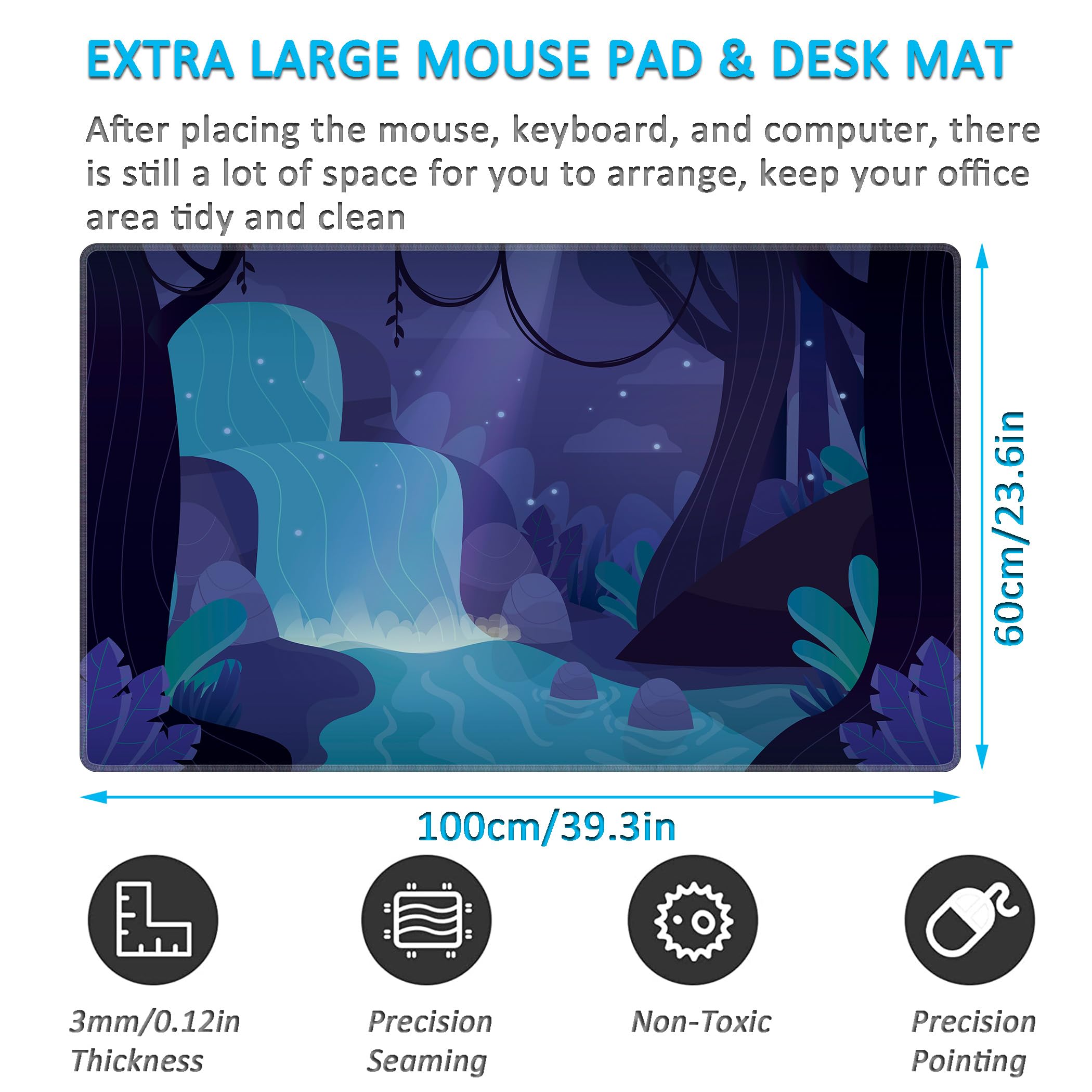 LL-COEUR Alfombrilla de Ratón Grande para Juego Plantas 100x60x0,3cm Almohadilla de Escritorio Teclado Ordenador XXL Speed Gaming Mousepad XXL