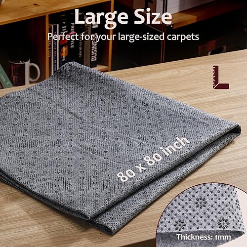 Miniatura 4 de BESGEER Respaldo de alfombra, paño antideslizante para acolchonar, 80 x 120 pulgadas, 0.079 in de grosor (más resistente al desgaste, resistente al