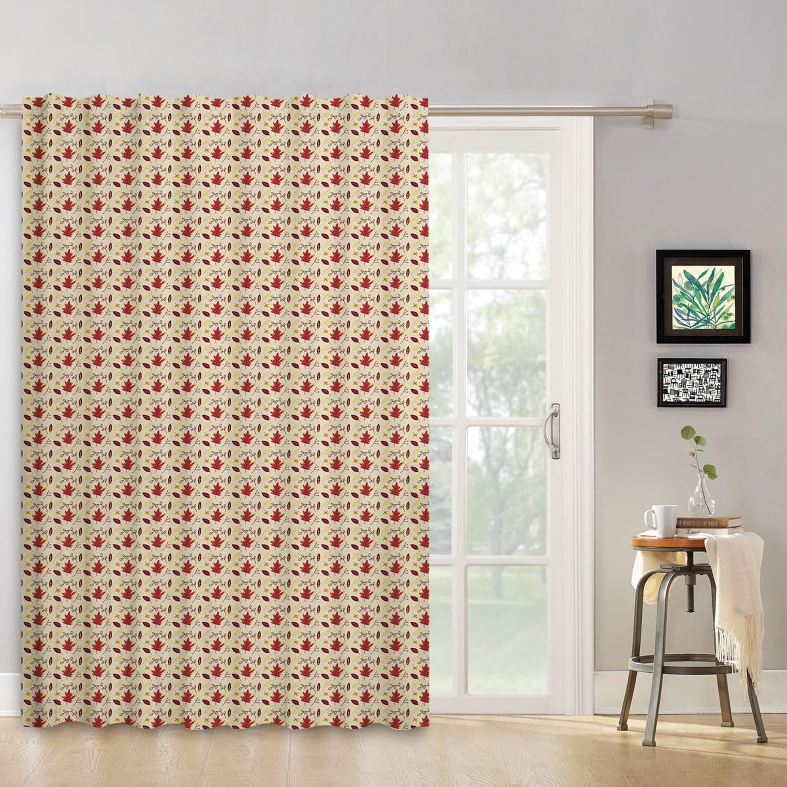 Tende in foglia d'acero Tende a colori autunnali a tema naturale Piega a matita per camera da letto Fattoria rurale Stile country Pannelli per finestre Tende per porte 107x160cm 1 Pannello