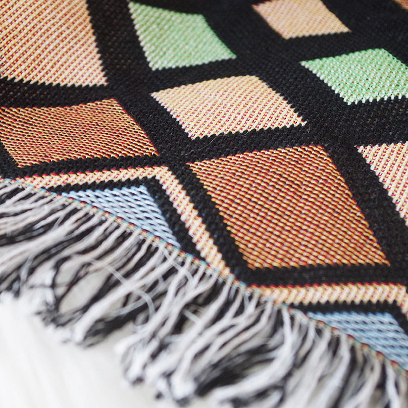 Coperta con motivo geometrico etnico con frange decorative, reversibile, confortevole, morbida ed elegante, per divano, letto, divano e sedia (stile 5, 130 x 160 cm)