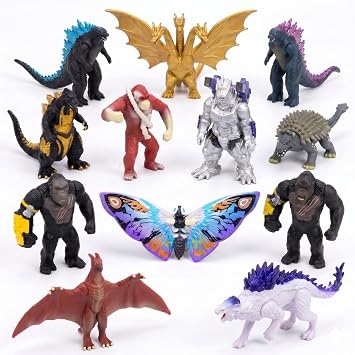 JAYKENIXO 12 PCS Monster Action Figures Set Dinosaur Dragon & Robot Kaiju Toys, Movable Figures, Kids Cake Toppers, Party Favors Gift Pack