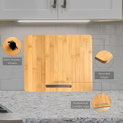 Miniatura 4 de Deslizador de electrodomésticos de bambú, bandeja deslizante para cafetera, bandeja rodante para encimera de cocina, bandeja deslizante para