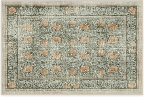 RUGGABLE x Morris & Co - Alfombra lavable perfecta para sala de estar, dormitorio, cocina, antideslizante, apta para niños, resistente a las manchas