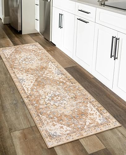 Miniatura 5 de Uphome Alfombra de pasillo de 2 x 6 pies para pasillos, alfombra de entrada antideslizante lavable, suave, bohemio, vintage, alfombra oriental con