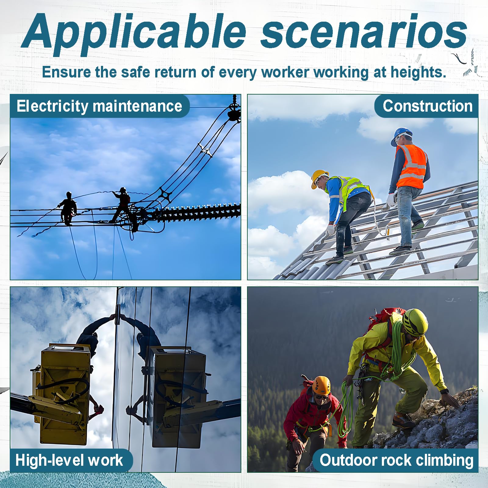 Arnes Linea de Vida Tejado 150kg, Dispositivo Anticaida Retractil Homologado 3-20m, Verde/Amarillo Arnes Seguridad Anticaidas Retractil Trabajo Tejados/ Altura(Verde,5 Metros)