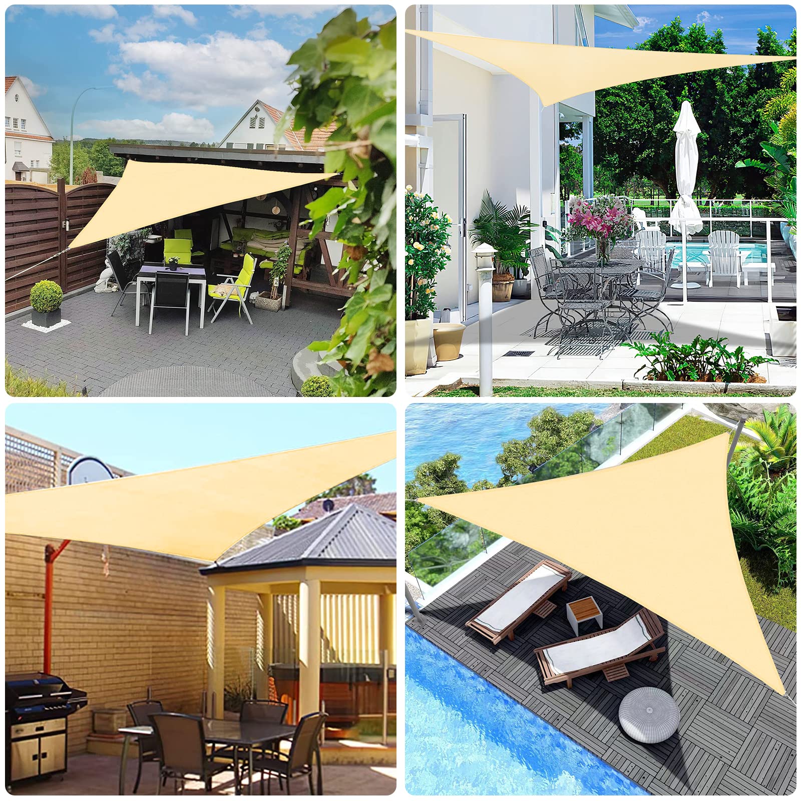 DKLE Vela ombreggiante Triangolare Outdoor 3.5x3.5x3.5 m, Telo Parasole Tenda Impermeabile, Resistente Protezione UV 95% Tende da Sole, per Terrazza Campeggio Giardino Esterno -Colore
