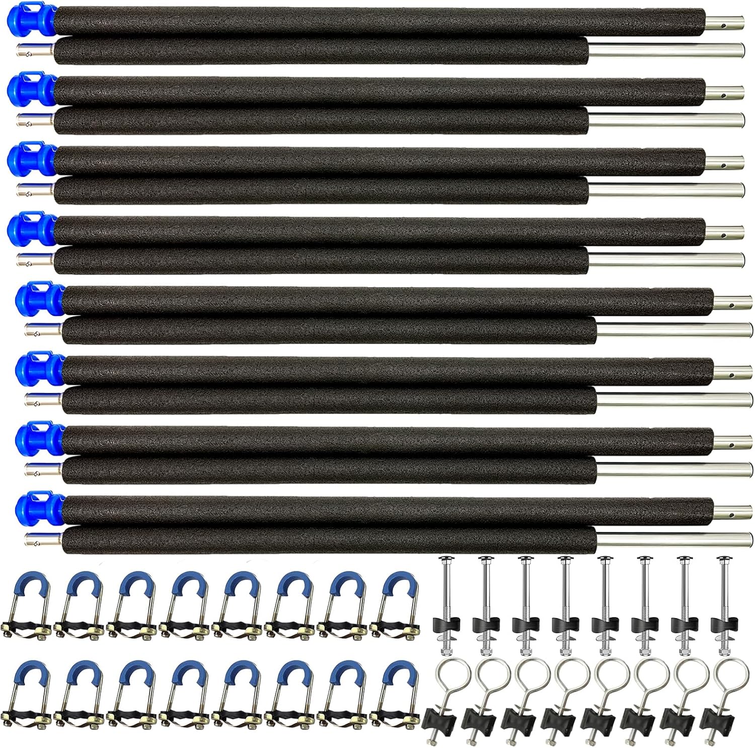 8 Universal Trampoline Enclosure Net Poles, Trampoline Poles Replacement and Hardware Fits 8 Straight Poles Round Frame