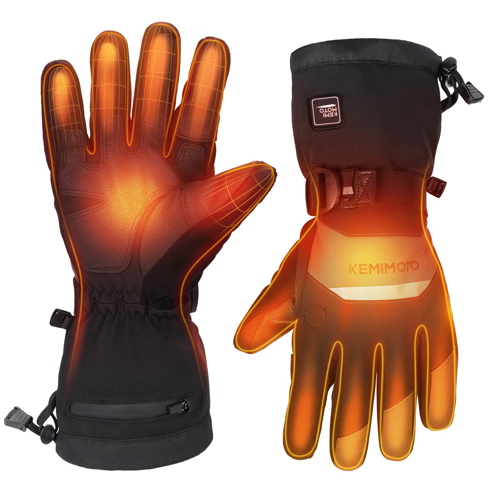 KEMIMOTO Guantes Calefactables, Guantes Moto Térmicos con Batería 7,4 V, 2500 mAh, para Nieve, Pesca en Hielo Invierno Actividades al Aire Libre