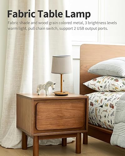 Miniatura 2 de VISDANFO Lámpara de mesa moderna para dormitorio, lámpara de escritorio con puerto USB, pantalla de tela, 3 niveles de brillo, lámparas de mesita de