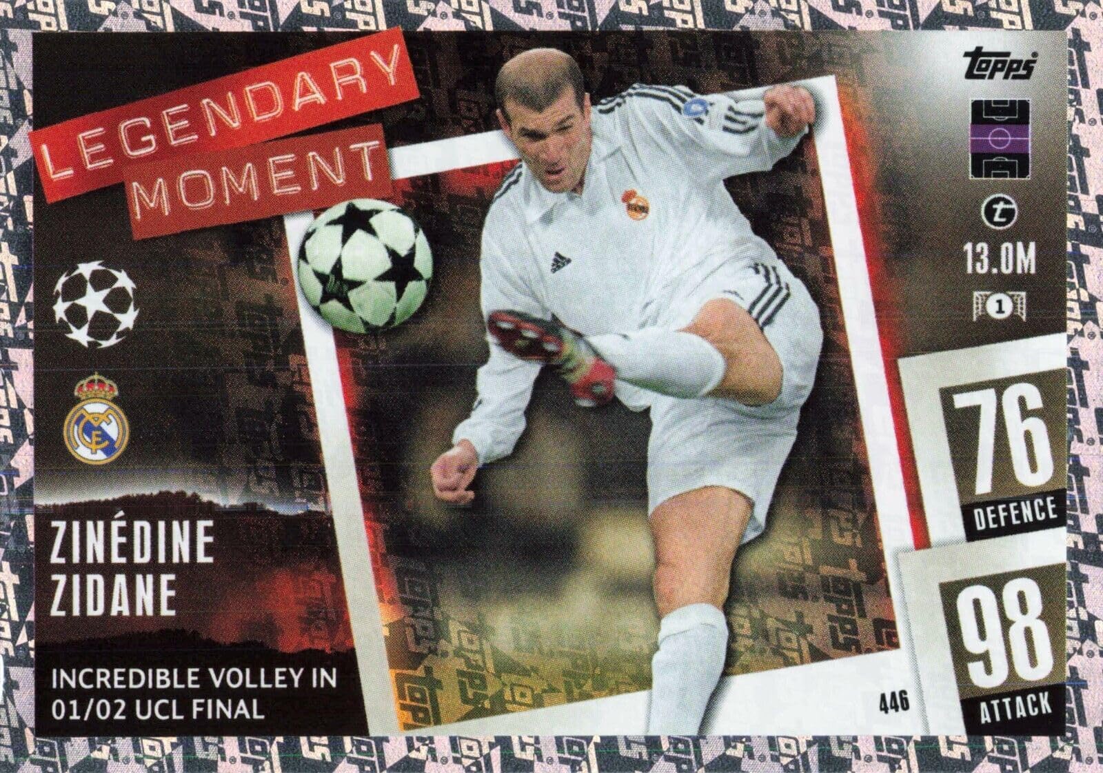 Topps Match Attax 2023 2024 Zinedine Zidane Legandary Moment Trading Card