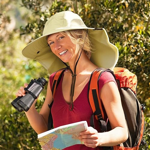 Miniatura 2 de Tirrinia Wide Brim Sun Hat with Neck Flap UPF 50 Hiking Safari Fishing Caps for Men and Women