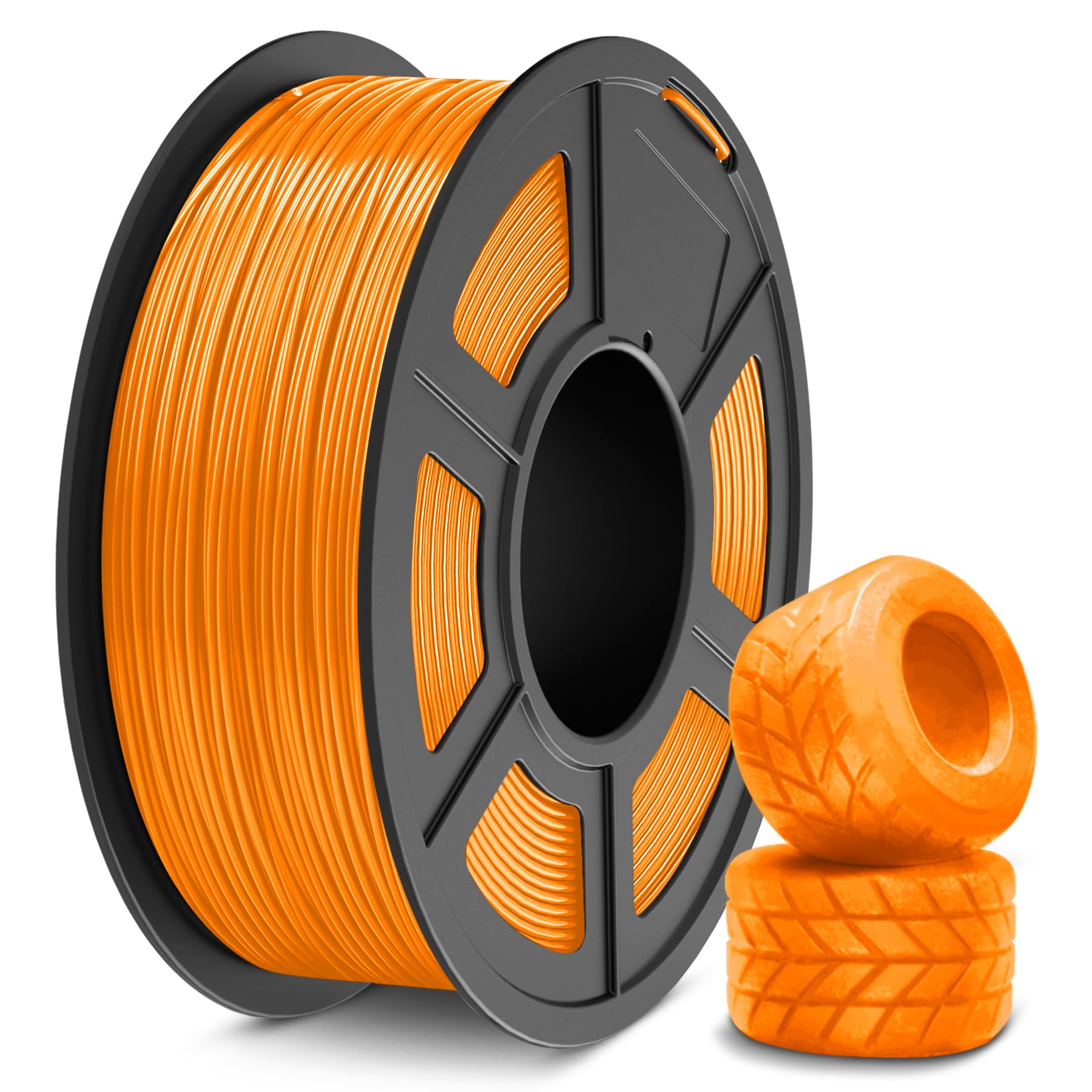 SUNLU TPU Filamento 1,75mm, Filamento TPU ad alta velocità 95A, 1KG Filamento flessibile per stampante 3D per una stampa veloce, precisione dimensionale +/- 0,03mm. (TPU Arancione)
