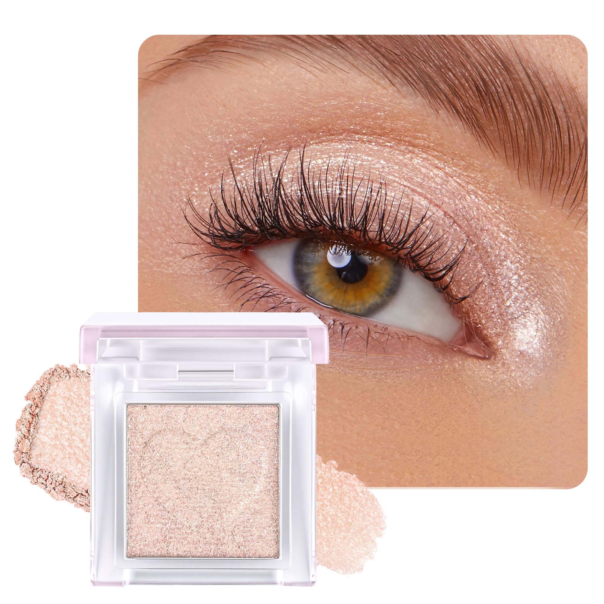 Pearl White Shimmer Single Eye Shadow Makeup for Mature Skin, High Pigment Cream Eyeshadow Palette, Natural Shimmer Sheer Metallic Finish for Green Eyes, Longwear, Blendable&Smooth, Talc-Free#02 Color:D02#Shimmer-Pearl White| Size: 1 Count (Pack of 1)