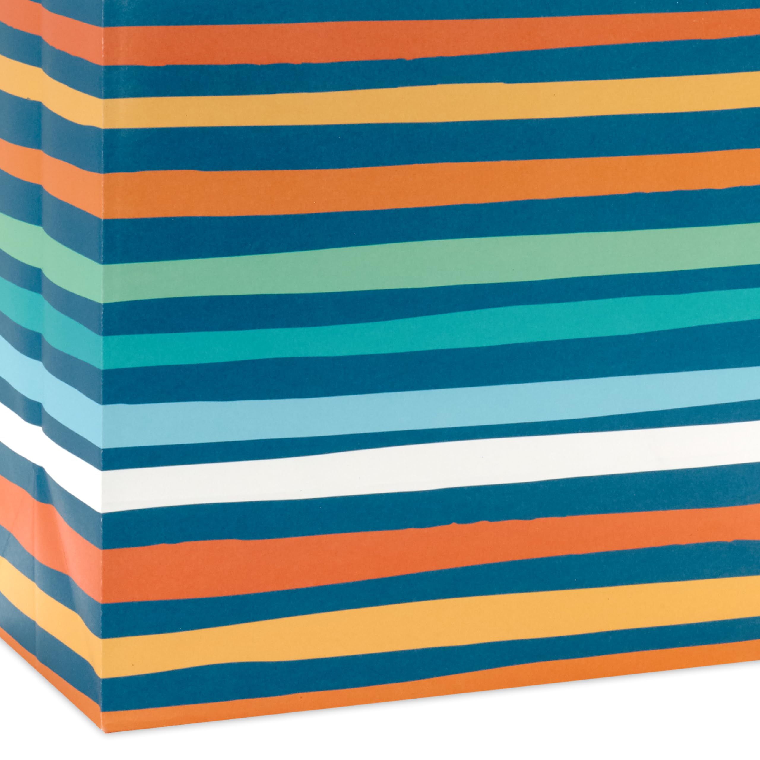 Hallmark Teal and Yellow Birthday Gift Bag Assortment (8 Bags: 3 Small 6", 3 Medium 9", 2 Large 13") Dots, Stripes, Happy Birthday