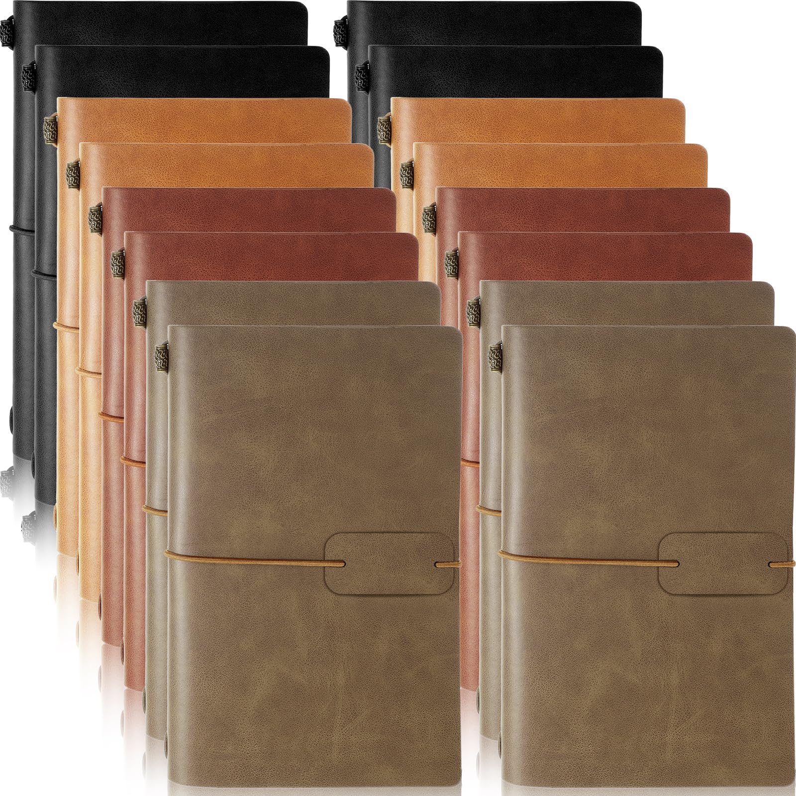Carnet de voyage vintage Sabary lot de 16 journaux rechargeables en cuir synthétique 12x20cm