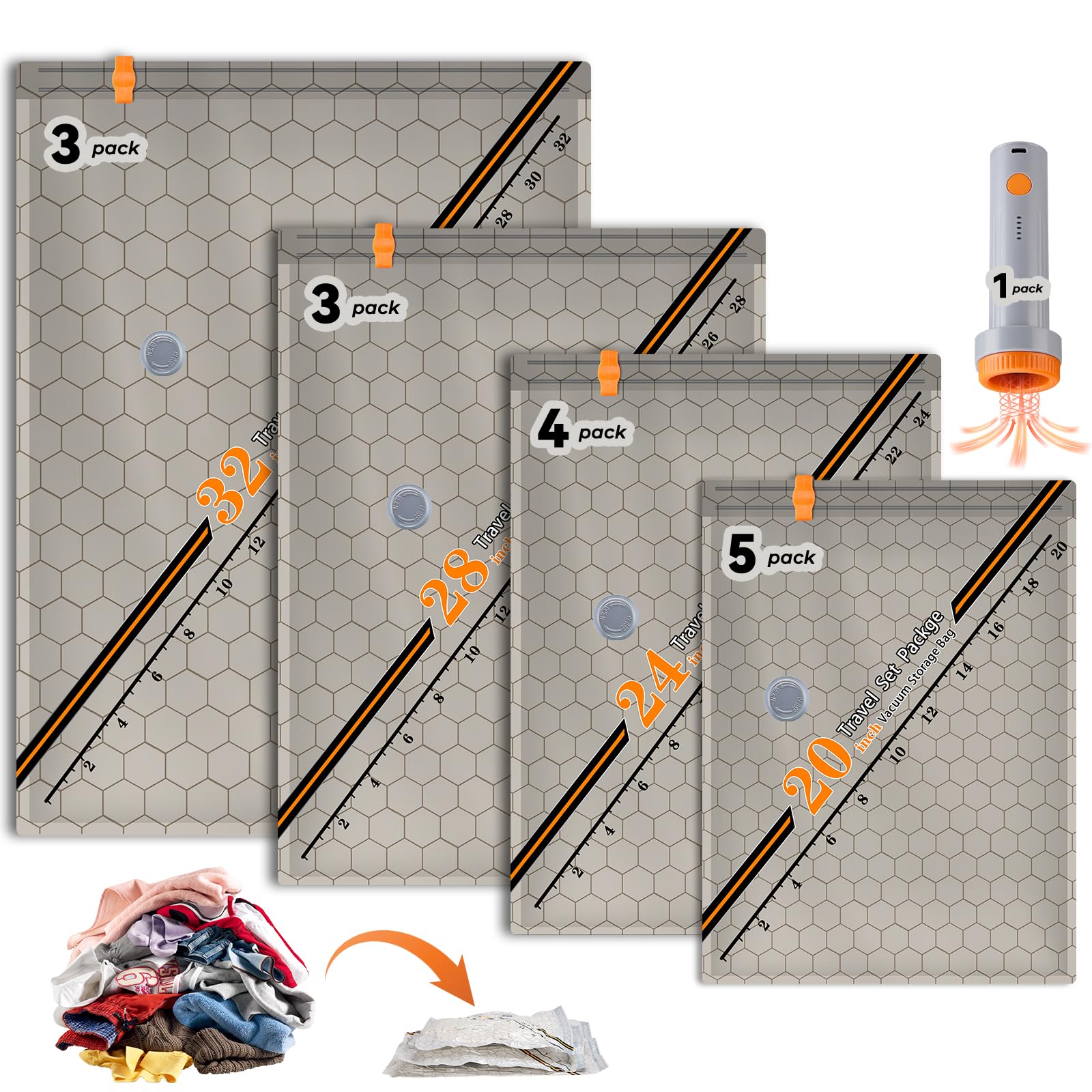 Lot de 15 sacs de rangement sous vide