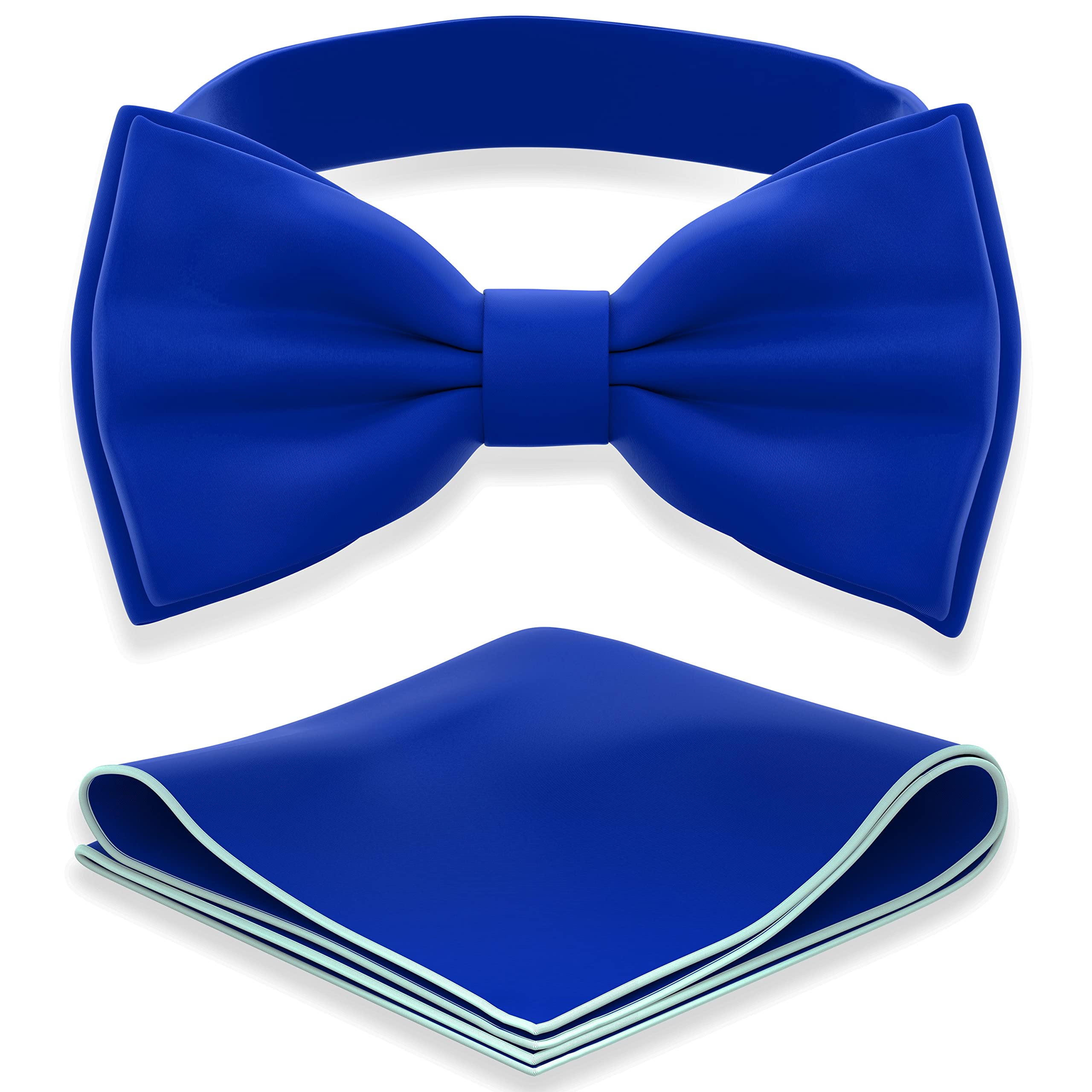 Adam Young Men's Bow Ties with Handkerchief Pre-Tied Style Formal Satin Classic Bowtie for Tuxedo Faux Silk