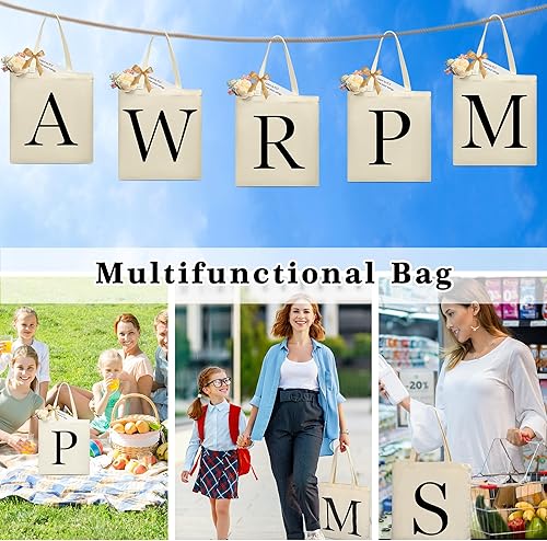 Miniatura 7 de 3Pcs Personalized Canvas Monogram Tote Bag Aesthetic Bag Travel Unique Gifts for Women Her Birthday Gifts