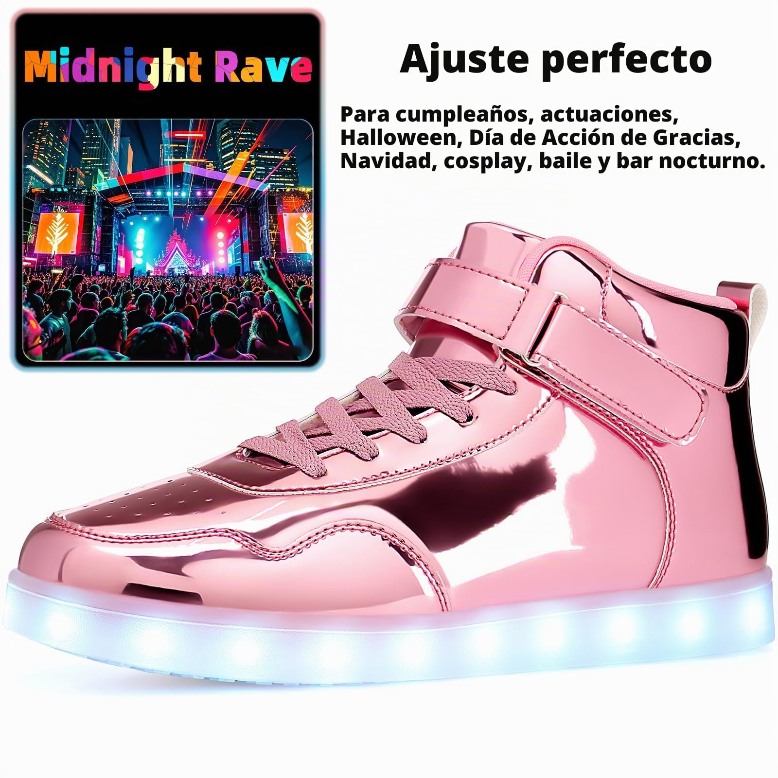 APTESOL 11 Modos LED Zapatillas, Zapatillas Altas con iluminación para Hombres y Mujeres, Zapatos con Luces Intermitentes Recargables por USB